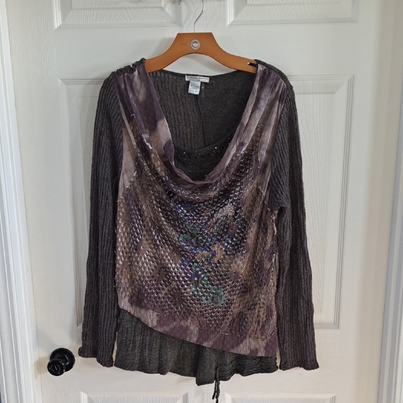 Alberto Makali Mixed Media Lightweight Stretchy Tunic Boho LagenLook Sweater Top - Picture 9 of 12